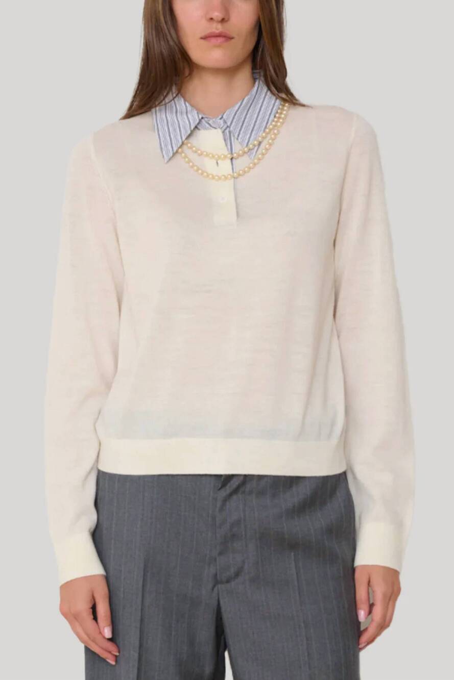 NEW WE-AR4 charlie polo top in cream